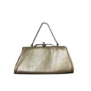 Vintage Wearwell Metallic Gold Faux Leather Clutch Bag Handbag